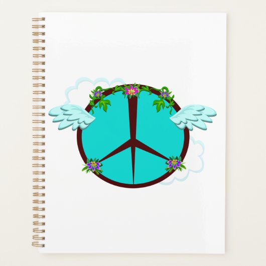 Bohemian Angel Wings Peace Symbol Planner (Voorkant)