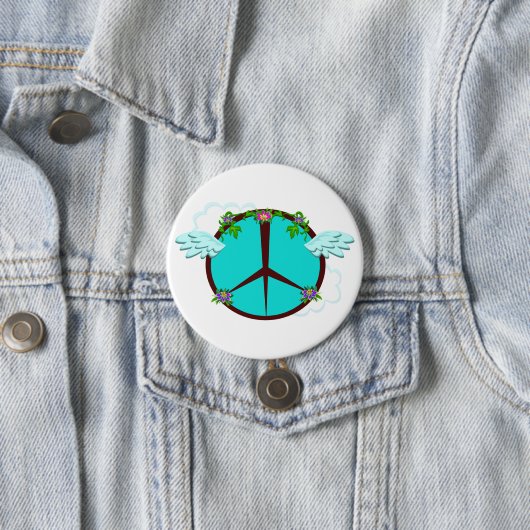 Bohemian Angel Wings Peace Symbol Ronde Button 7,6 Cm (In situ)