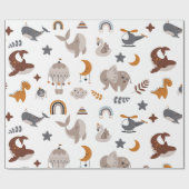 Bohemian Animals Celestial Boho Droy Stars Moon Cadeaupapier (Vlak)