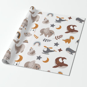 Bohemian Animals Celestial Boho Droy Stars Moon Cadeaupapier