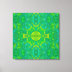 Bohemian Arabesque Mandala Gree Canvas Afdruk