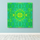 Bohemian Arabesque Mandala Gree Canvas Afdruk (Insitu (Houten vloer))