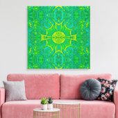 Bohemian Arabesque Mandala Gree Canvas Afdruk (Insitu (Woonkamer))