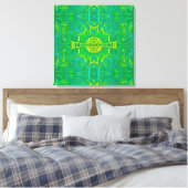 Bohemian Arabesque Mandala Gree Canvas Afdruk (Insitu (Slaapkamer))