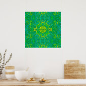 Bohemian Arabesque Mandala Green Poster (Keuken)