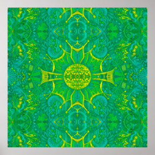 Bohemian Arabesque Mandala Green Poster
