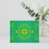 Bohemian Arabesque Pattern Green Briefkaart (Staand voorkant)
