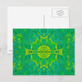 Bohemian Arabesque Pattern Green Briefkaart (Voorkant / Achterkant)