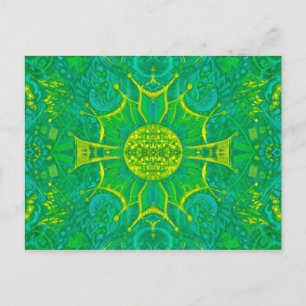 Bohemian Arabesque Pattern Green Briefkaart
