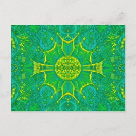 Bohemian Arabesque Pattern Green Briefkaart (Voorkant)