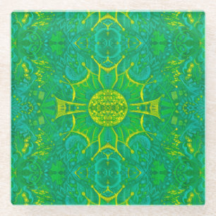Bohemian Arabesque Pattern Green Glazen Onderzetter
