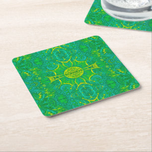 Bohemian Arabesque Pattern Green Kartonnen Onderzetters