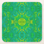 Bohemian Arabesque Pattern Green Kartonnen Onderzetters (Voorkant)