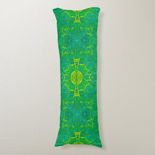 Bohemian Arabesque Pattern Green Lichaamskussen (Voorkant Verticaal)