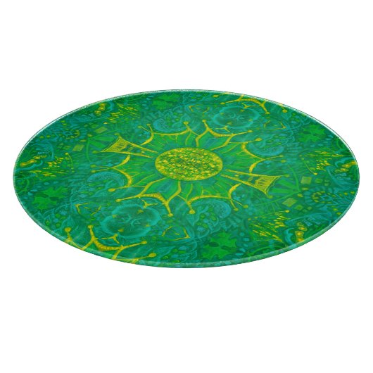 Bohemian Arabesque Pattern Green Snijplank (Hoek)