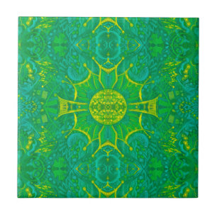 Bohemian Arabesque Pattern Green Tegeltje