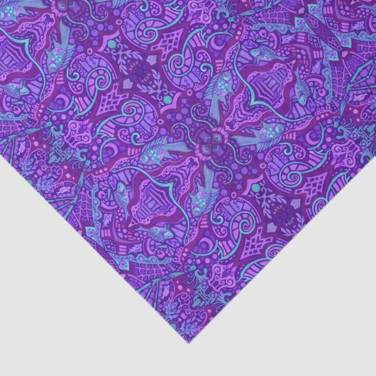 Bohemian Arabesque Pattern Paars Tissuepapier (Detail)