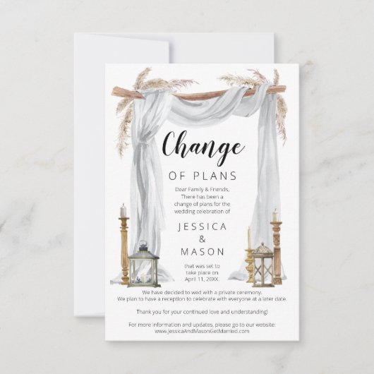 Bohemian Arch bruiloft uitgestelde aankondiging (Voorkant)