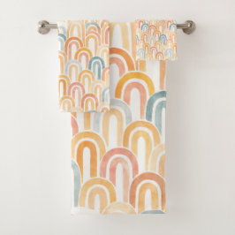 Bohemian arch fish scale painted pattern bad handdoek