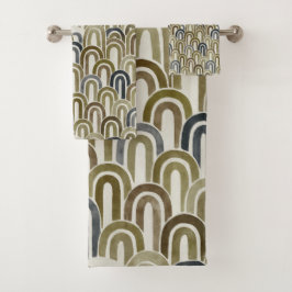 Bohemian arch fish scale painted pattern bad handdoek