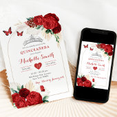 Bohemian Arch Rode rozen Royal Quinceañera Kaart