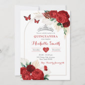Bohemian Arch Rode rozen Royal Quinceañera Kaart (Voorkant)