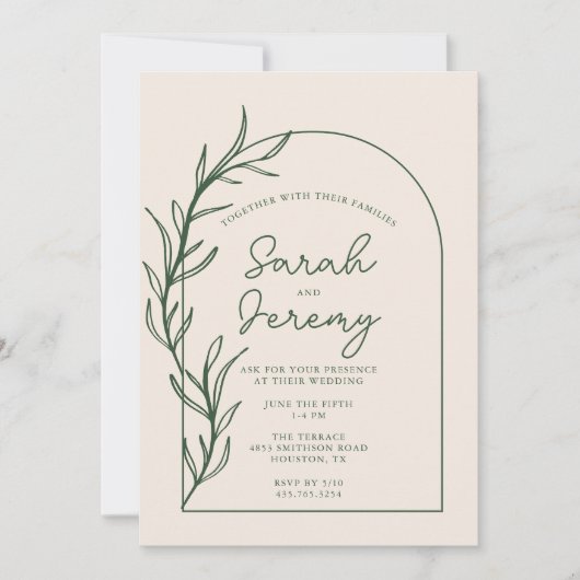 Bohemian Arched Evergreen Wedding | Uitnodiging (Voorkant)