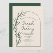 Bohemian Arched Evergreen Wedding | Uitnodiging (Voorkant / Achterkant)