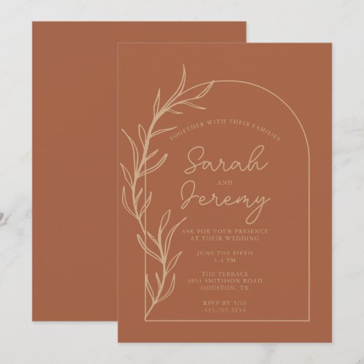 Bohemian Arched Terracotta Wedding | Kaart (Voorkant / Achterkant)