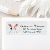 Bohemian Arrows Rustic Wood Boho Return Address Etiket (Insitu)