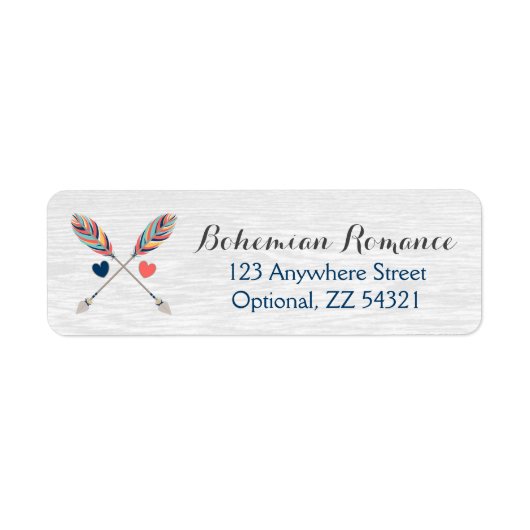 Bohemian Arrows Rustic Wood Boho Return Address Etiket (Voorkant)