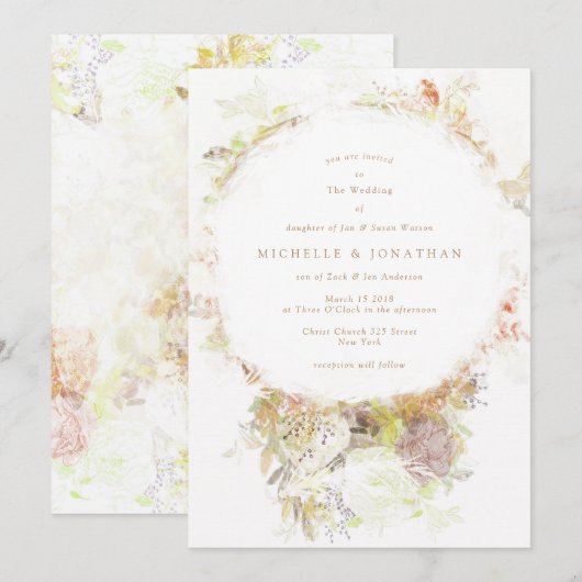 Bohemian Autumn Green Flowers Weddenschap Kaart (Voorkant / Achterkant)