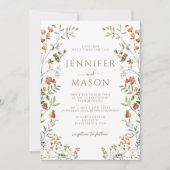 Bohemian Autumn Meadow Flower Wreath Fall Wedding Kaart (Voorkant)