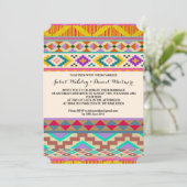 Bohemian Aztec Ikat Wedding Invitation Kaart (Staand voorkant)