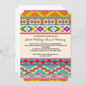 Bohemian Aztec Ikat Wedding Invitation Kaart (Voorkant / Achterkant)