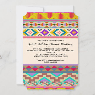 Bohemian Aztec Ikat Wedding Invitation Kaart