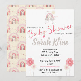 Bohemian Baby girl baby shower-uitnodiging, boho Kaart