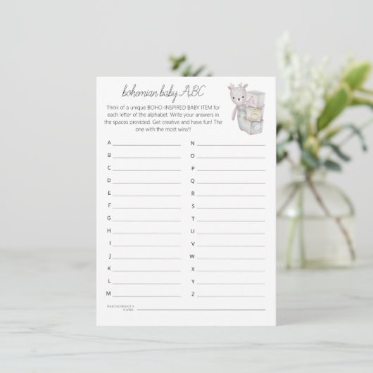 Bohemian Baby Speelgoed Bricks ABC Douchespel Kaar Kaart (Staand voorkant)