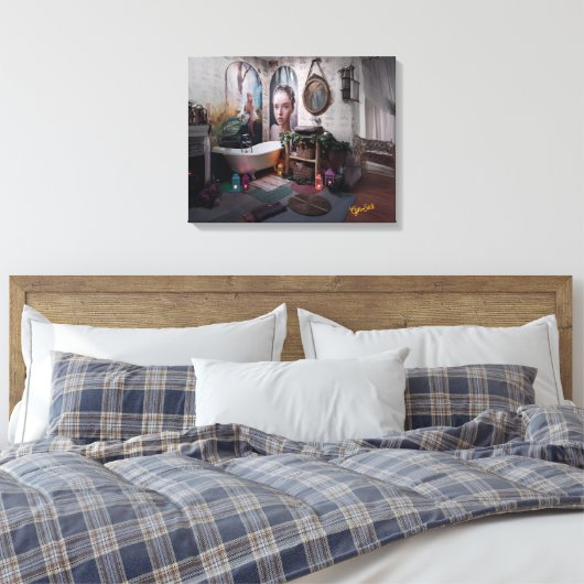 Bohemian Bath Bliss - Fairy en vrouwelijke elegant Canvas Afdruk (Insitu (Slaapkamer))