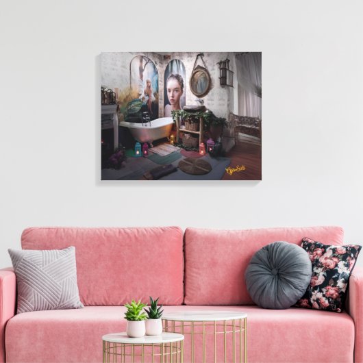 Bohemian Bath Bliss - Fairy en vrouwelijke elegant Canvas Afdruk (Insitu (Woonkamer))