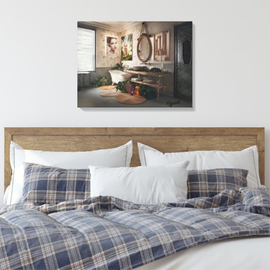 Bohemian Bath Bliss - Fairy en vrouwelijke elegant Canvas Afdruk (Insitu (Slaapkamer))