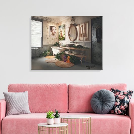 Bohemian Bath Bliss - Fairy en vrouwelijke elegant Canvas Afdruk (Insitu (Woonkamer))