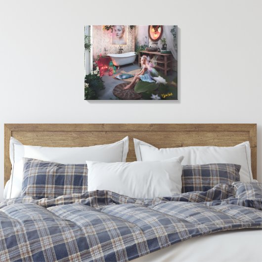 Bohemian Bath Bliss - Fairy en vrouwelijke elegant Canvas Afdruk (Insitu (Slaapkamer))