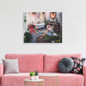 Bohemian Bath Bliss - Fairy en vrouwelijke elegant Canvas Afdruk (Insitu (Woonkamer))