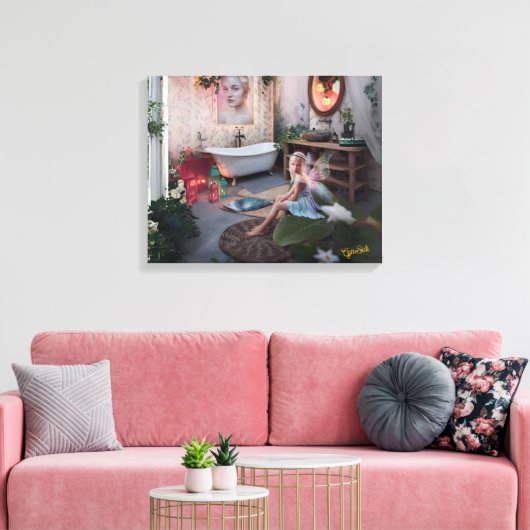 Bohemian Bath Bliss - Fairy en vrouwelijke elegant Canvas Afdruk (Insitu (Woonkamer))