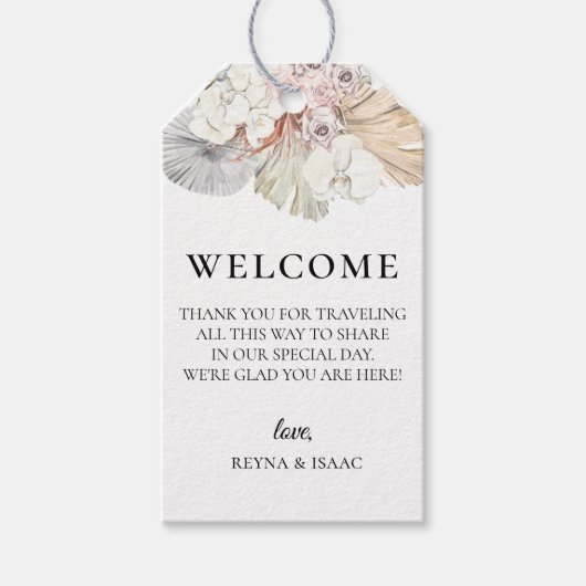 Bohemian Beach bruiloft welkomsttas Cadeaulabel (Voorkant)