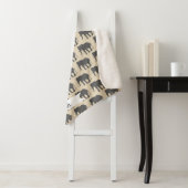 Bohemian Beige & Grey Elephants & Name in Script Sherpa Deken (In situ)