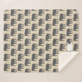 Bohemian Beige & Grey Elephants & Name in Script Sherpa Deken (Voorkant (horizontaal))