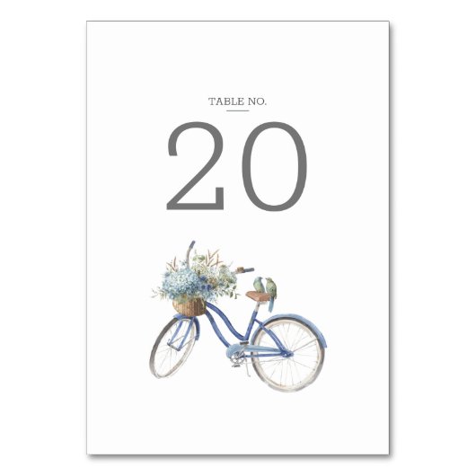 Bohemian Blauw Bloemen Waterverf Bruiloft Kaart (Voorkant)