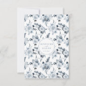 Bohemian Blauw Grijs Bloemen Bruiloft RSVP kaarten (Achterkant)